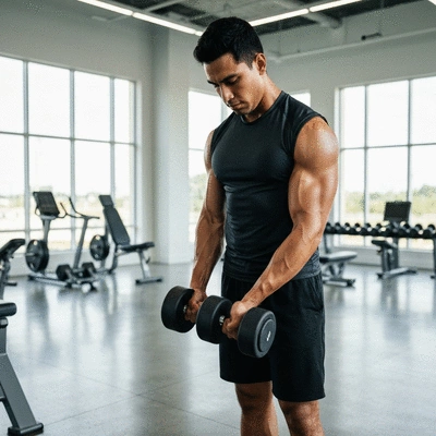 Person using resistance bands for gentle exercise in a bright, clean gym setting