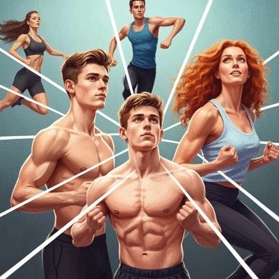 Abstract representation of interconnected fitness community members, forming a network