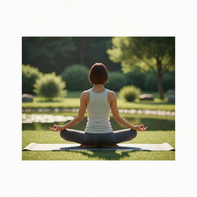 Person meditating in a serene outdoor setting, illustrating mental fitness