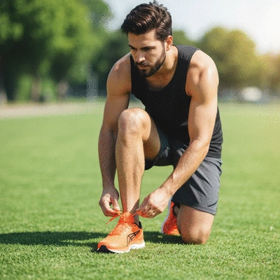Person tying shoelaces before a run, symbolizing the start of a fitness journey